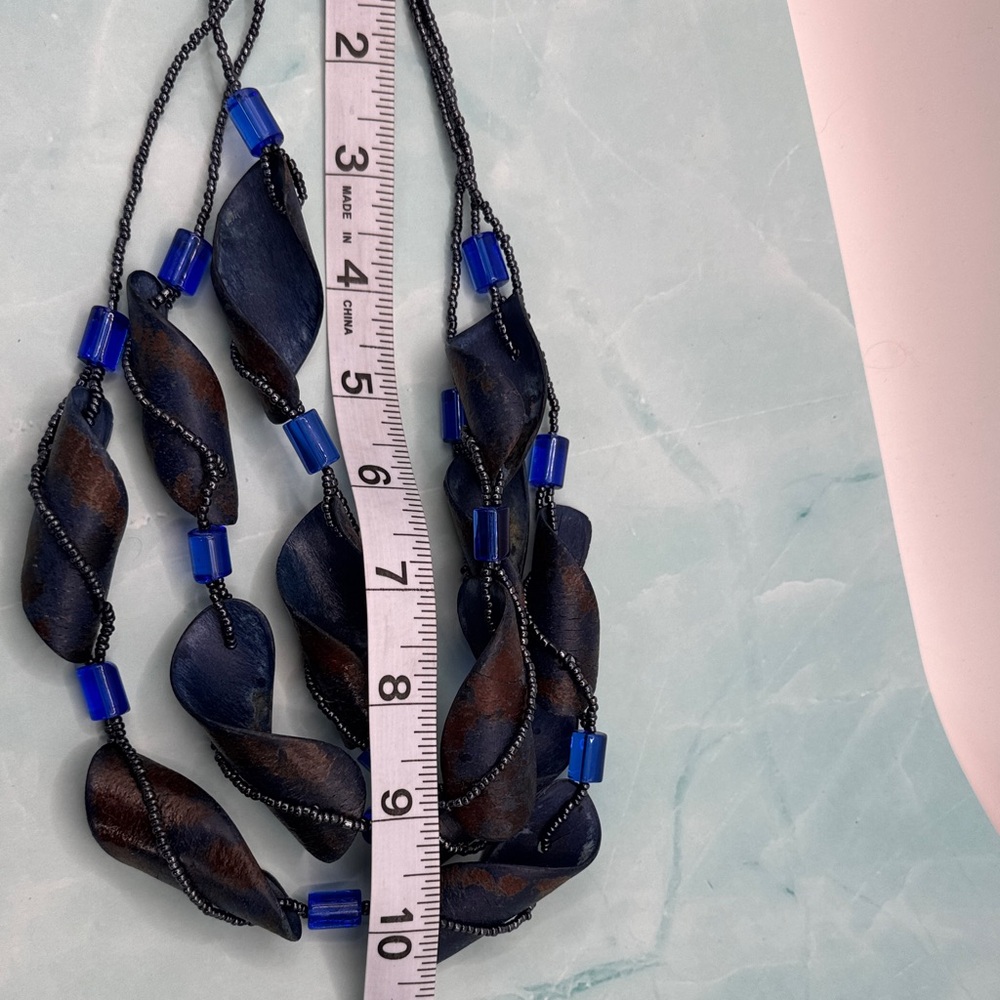 Artisan Navy and Cobalt Multi-Strand Women's Necklace - Picture 5 of 5